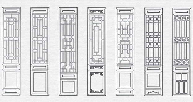 围场常用中式仿古花窗图案隔断设计图