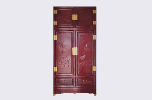 围场高端中式家居装修深红色纯实木衣柜